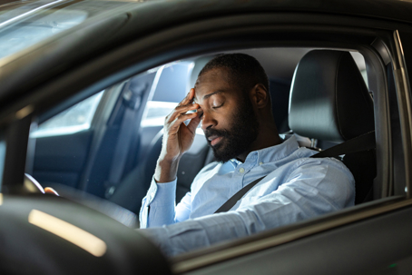 stressed man in a car